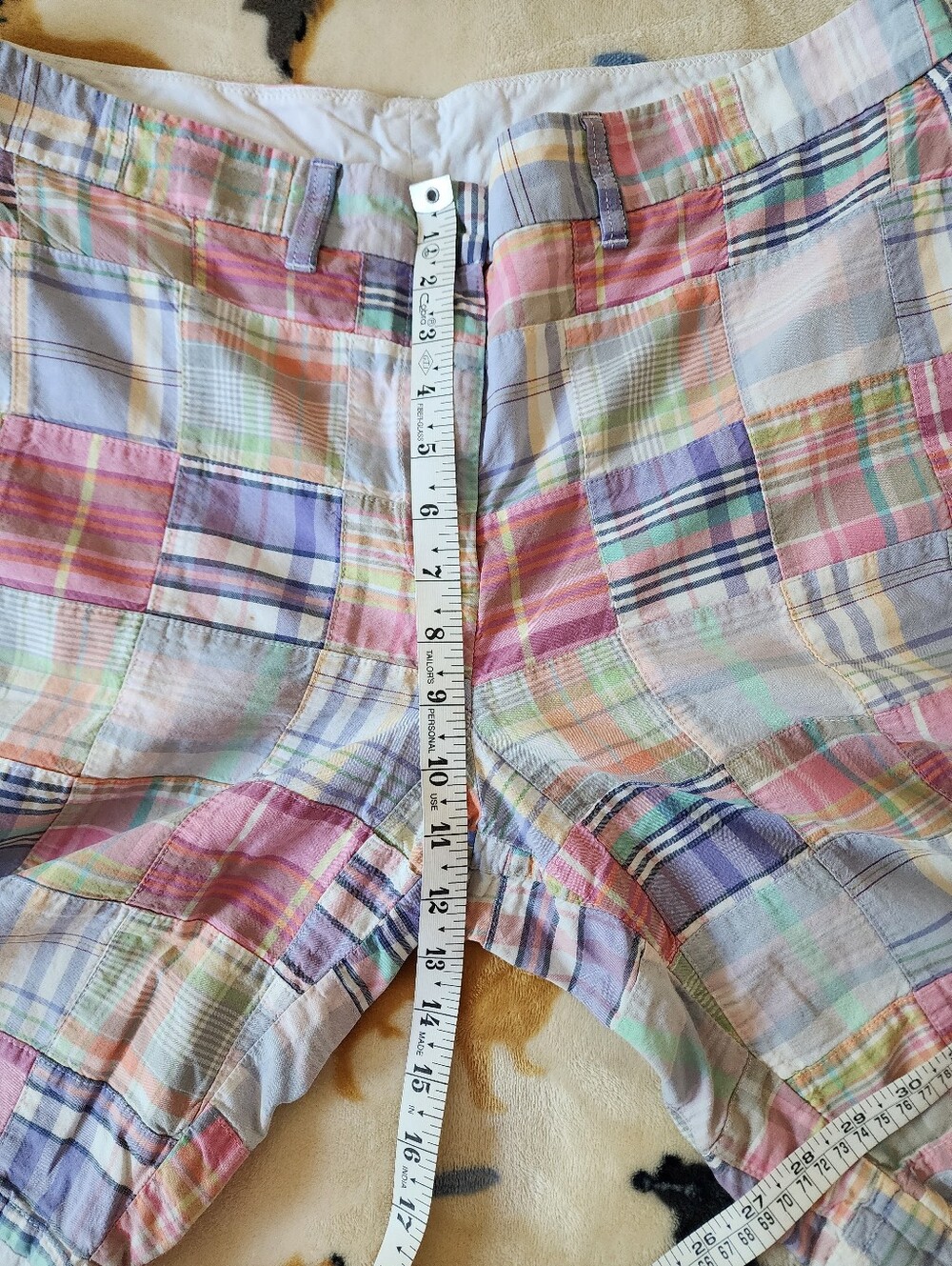 L.L.Bean Pastel Plaid Patchwork Favorite Fit Shorts Size 16. - Picture 13 of 13